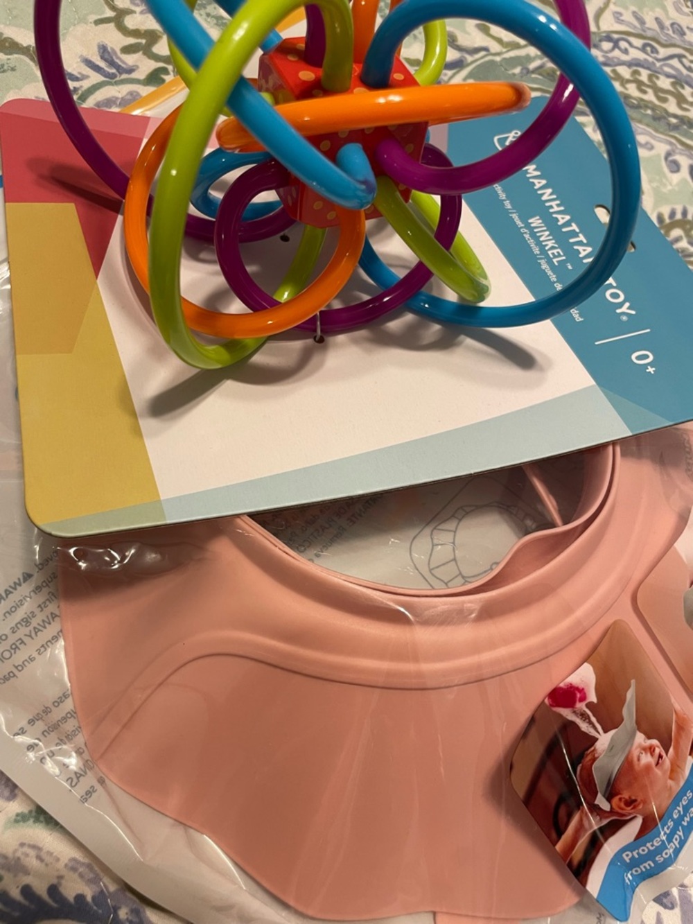 New lot Manhattan Toy Winkle baby teether rattle bright pink NUBY bath hat